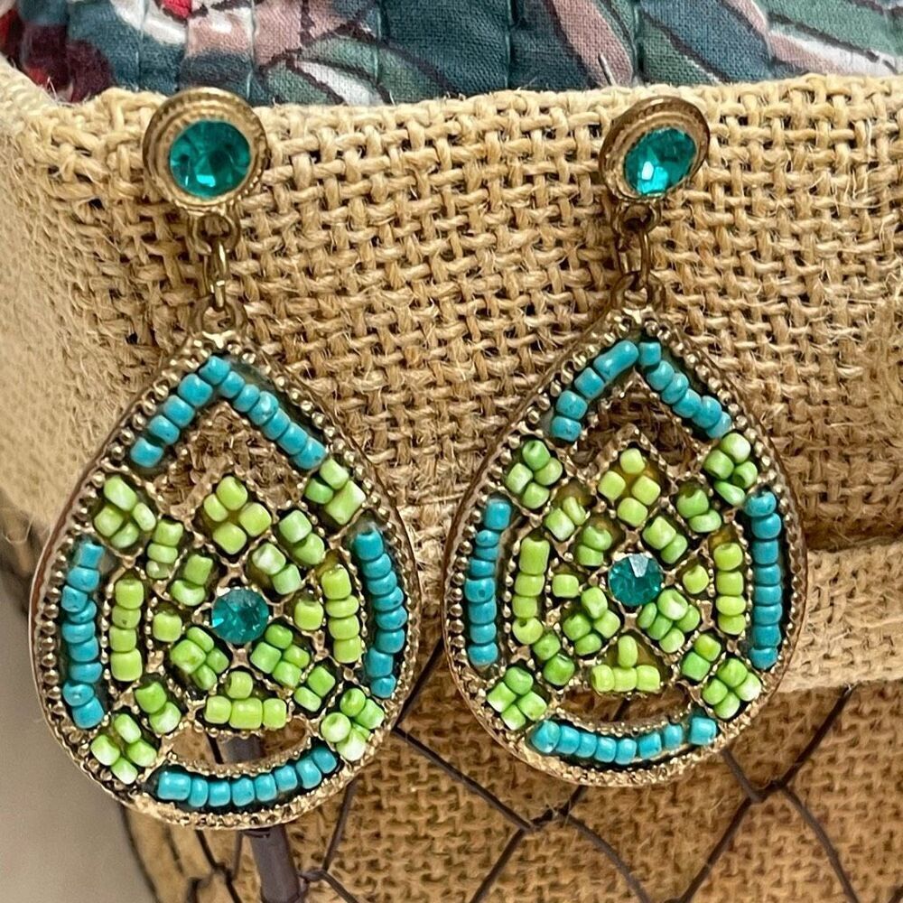 VINTAGE Retro Bohemian Gypsy Seed Bead Earrings